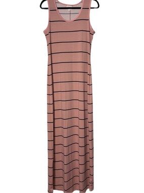LuLaRoe Dusty Rose Striped Sleeveless Maxi Dress Sz Medium